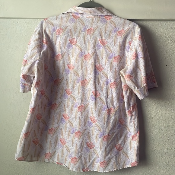 Vintage ACT III floral short sleeve button down top - Picture 6 of 7
